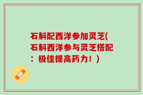石斛配西洋参加灵芝(石斛西洋参与灵芝搭配：极佳提高药力！)