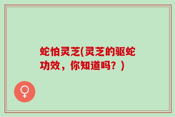 蛇怕灵芝(灵芝的驱蛇功效，你知道吗？)