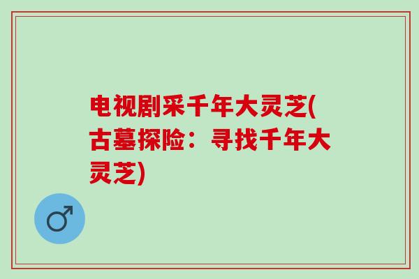 电视剧采千年大灵芝(古墓探险：寻找千年大灵芝)