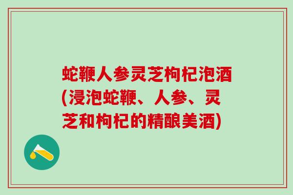 蛇鞭人参灵芝枸杞泡酒(浸泡蛇鞭、人参、灵芝和枸杞的精酿美酒)