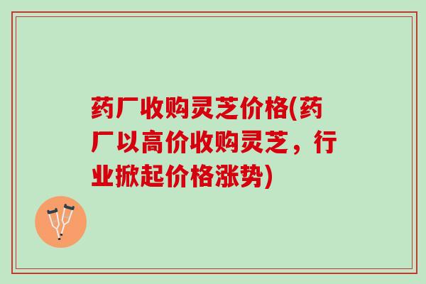 药厂收购灵芝价格(药厂以高价收购灵芝，行业掀起价格涨势)