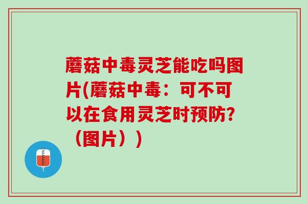 蘑菇中毒灵芝能吃吗图片(蘑菇中毒：可不可以在食用灵芝时预防？（图片）)