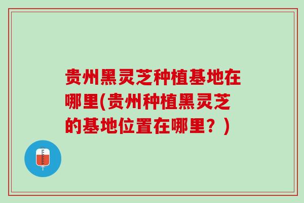 贵州黑灵芝种植基地在哪里(贵州种植黑灵芝的基地位置在哪里？)