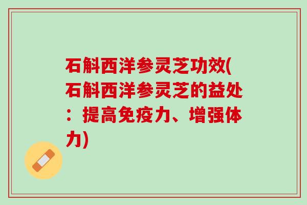 石斛西洋参灵芝功效(石斛西洋参灵芝的益处:提高免疫力、增强体力) 石斛西洋参灵芝功效(石斛西洋参灵芝的益处:提高免疫力、增强体力)
