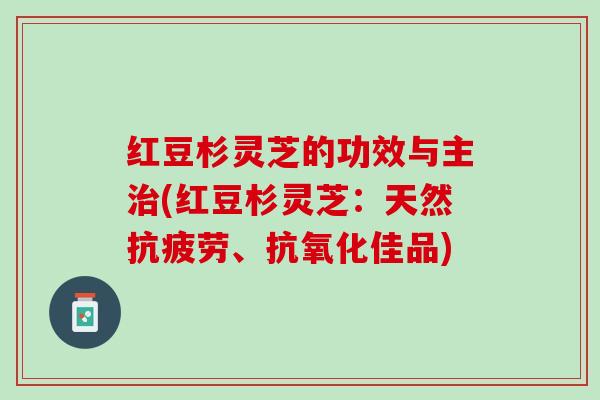红豆杉灵芝的功效与主治(红豆杉灵芝：天然抗疲劳、抗氧化佳品)