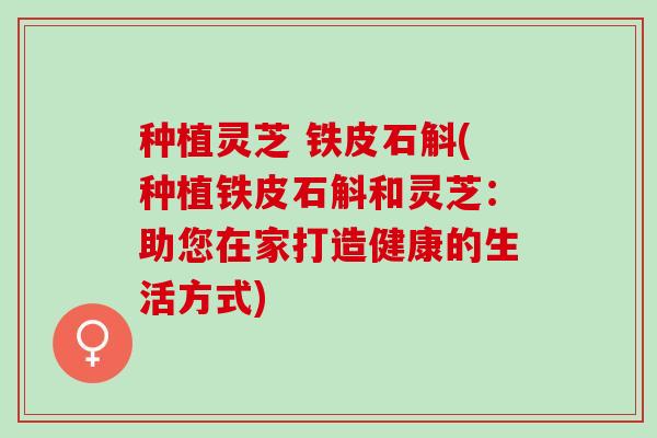 种植灵芝 铁皮石斛(种植铁皮石斛和灵芝：助您在家打造健康的生活方式)