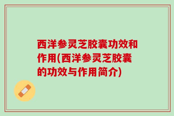 西洋参灵芝胶囊功效和作用(西洋参灵芝胶囊的功效与作用简介) 西洋参灵芝胶囊功效和作用(西洋参灵芝胶囊的功效与作用简介)