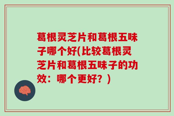 葛根灵芝片和葛根五味子哪个好(比较葛根灵芝片和葛根五味子的功效:哪个更好?) 葛根灵芝片和葛根五味子哪个好(比较葛根灵芝片和葛根五味子的功效:哪个更好?)