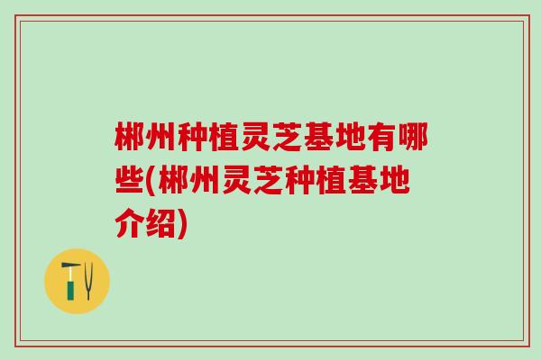 郴州种植灵芝基地有哪些(郴州灵芝种植基地介绍)