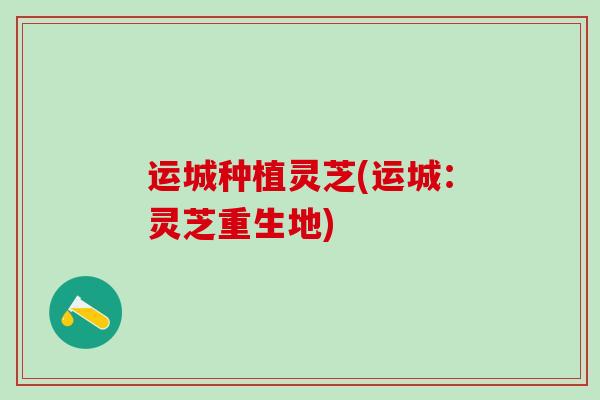 运城种植灵芝(运城:灵芝重生地) 运城种植灵芝(运城:灵芝重生地)