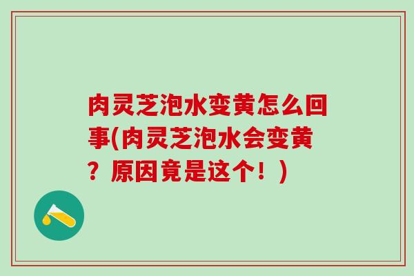 肉灵芝泡水变黄怎么回事(肉灵芝泡水会变黄?原因竟是这个!) 肉灵芝泡水变黄怎么回事(肉灵芝泡水会变黄?原因竟是这个!)