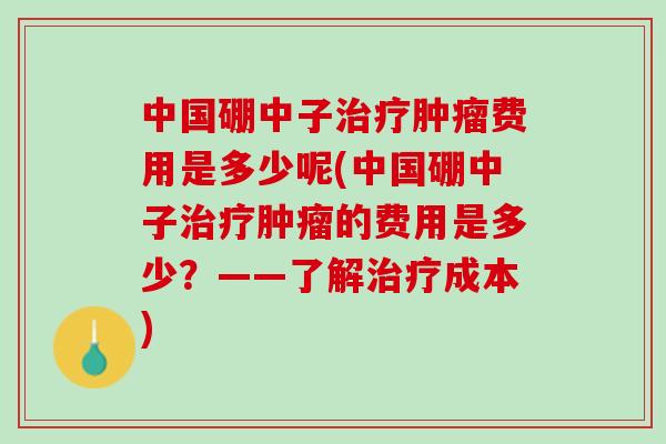 中国硼中子治疗肿瘤费用是多少呢(中国硼中子治疗肿瘤的费用是多少？——了解治疗成本)
