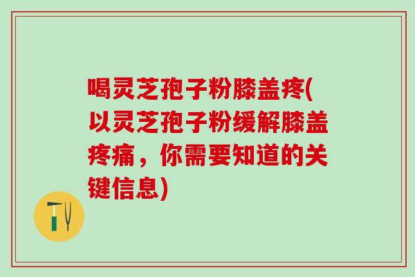 喝灵芝孢子粉膝盖疼(以灵芝孢子粉缓解膝盖疼痛，你需要知道的关键信息)