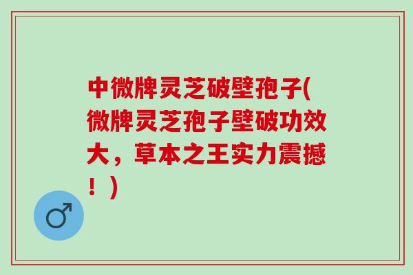 中微牌灵芝破壁孢子(微牌灵芝孢子壁破功效大，草本之王实力震撼！)