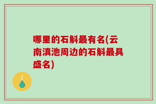 哪里的石斛最有名(云南滇池周边的石斛最具盛名)