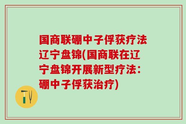 国商联硼中子俘获疗法辽宁盘锦(国商联在辽宁盘锦开展新型疗法：硼中子俘获治疗)