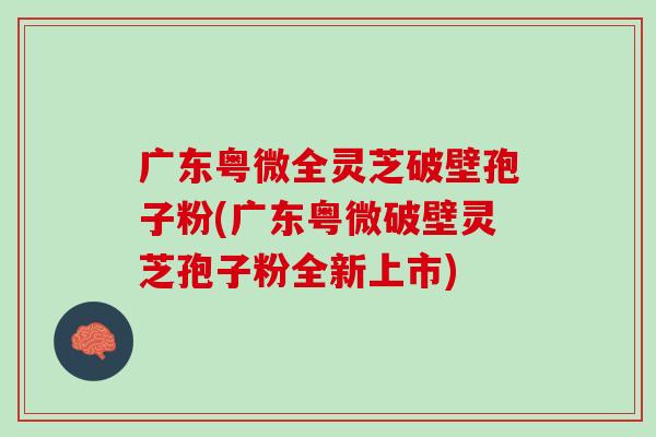 广东粤微全灵芝破壁孢子粉(广东粤微破壁灵芝孢子粉全新上市)