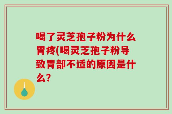 喝了灵芝孢子粉为什么胃疼(喝灵芝孢子粉导致胃部不适的原因是什么？