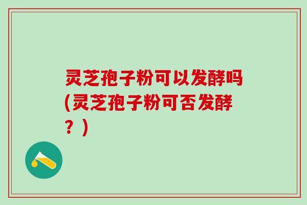 灵芝孢子粉可以发酵吗(灵芝孢子粉可否发酵？)