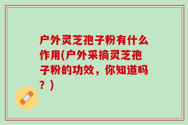 户外灵芝孢子粉有什么作用(户外采摘灵芝孢子粉的功效，你知道吗？)