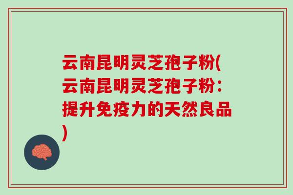 云南昆明灵芝孢子粉(云南昆明灵芝孢子粉：提升免疫力的天然良品)