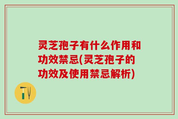 灵芝孢子有什么作用和功效禁忌(灵芝孢子的功效及使用禁忌解析)