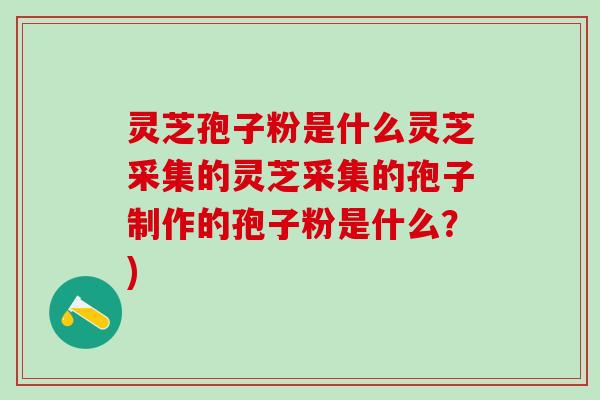 灵芝孢子粉是什么灵芝采集的灵芝采集的孢子制作的孢子粉是什么?) 灵芝孢子粉是什么灵芝采集的灵芝采集的孢子制作的孢子粉是什么?)