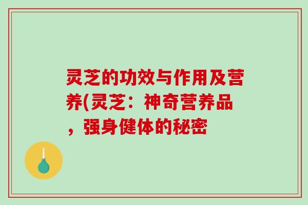 灵芝的功效与作用及营养(灵芝：神奇营养品，强身健体的秘密