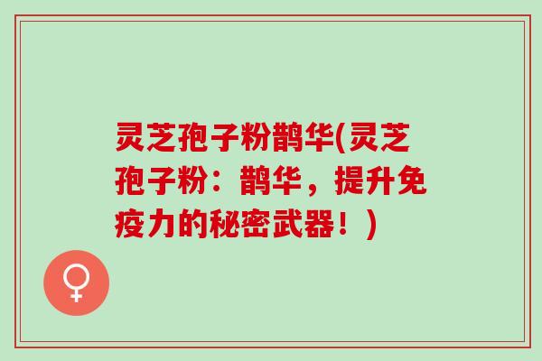 灵芝孢子粉鹊华(灵芝孢子粉：鹊华，提升免疫力的秘密武器！)