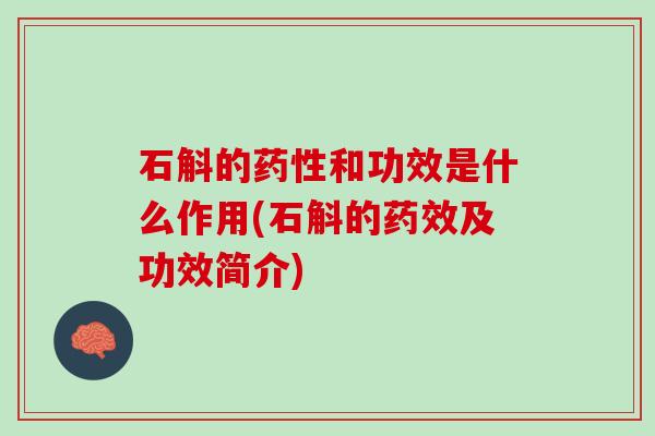 石斛的和功效是什么作用(石斛的及功效简介) 石斛的和功效是什么作用(石斛的及功效简介)