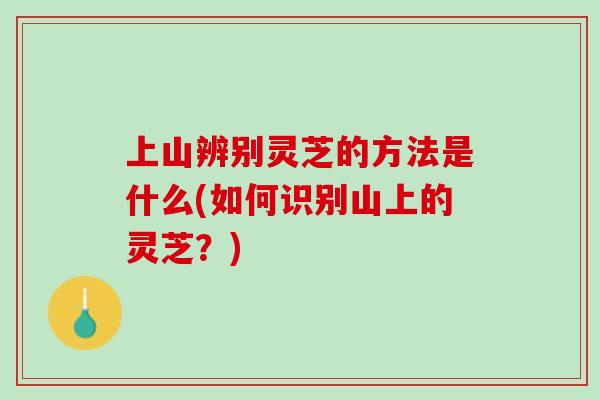 上山辨别灵芝的方法是什么(如何识别山上的灵芝？)