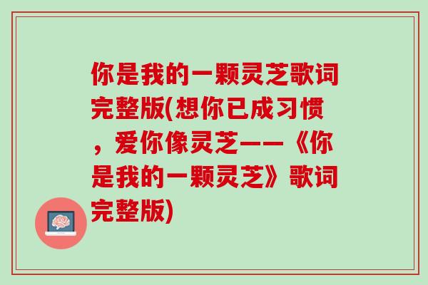 你是我的一颗灵芝歌词完整版(想你已成习惯，爱你像灵芝——《你是我的一颗灵芝》歌词完整版)