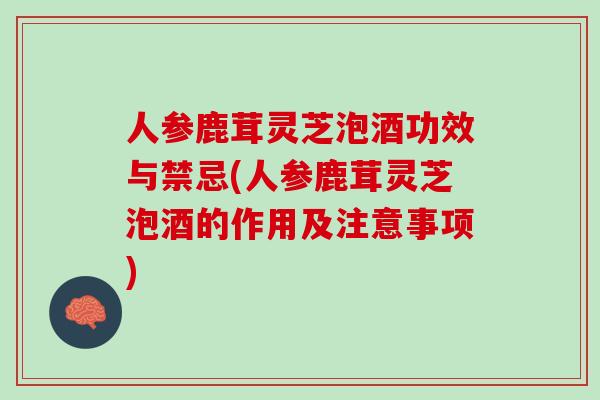 人参鹿茸灵芝泡酒功效与禁忌(人参鹿茸灵芝泡酒的作用及注意事项)