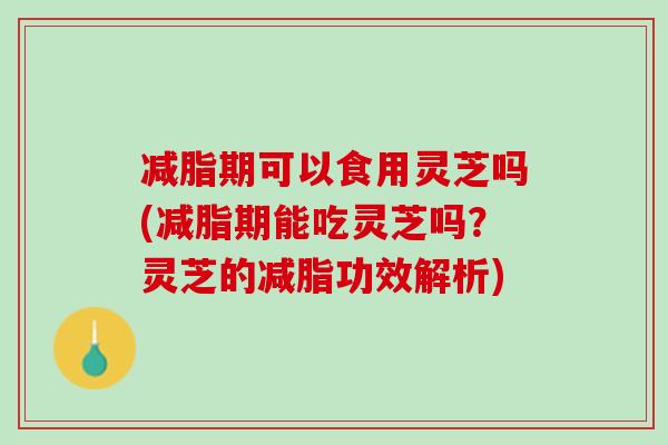 减脂期可以食用灵芝吗(减脂期能吃灵芝吗？灵芝的减脂功效解析)