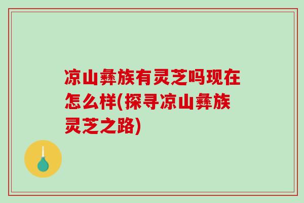 凉山彝族有灵芝吗现在怎么样(探寻凉山彝族灵芝之路) 凉山彝族有灵芝吗现在怎么样(探寻凉山彝族灵芝之路)