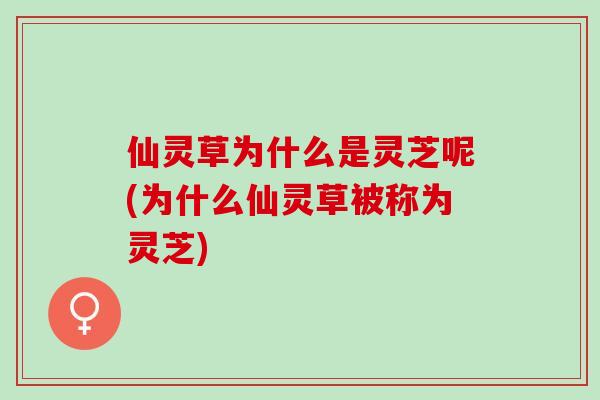 仙灵草为什么是灵芝呢(为什么仙灵草被称为灵芝)