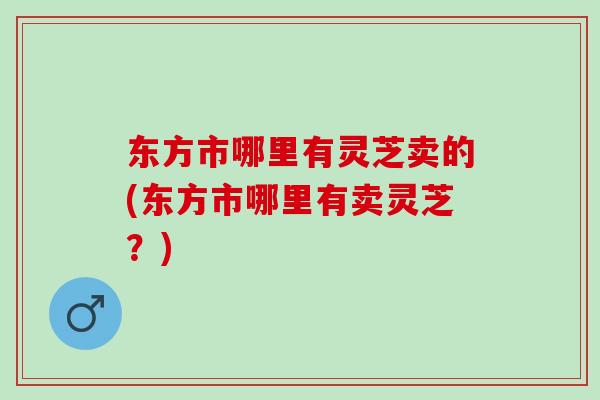 东方市哪里有灵芝卖的(东方市哪里有卖灵芝？)