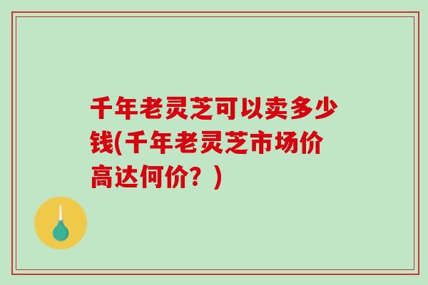 千年老灵芝可以卖多少钱(千年老灵芝市场价高达何价？)