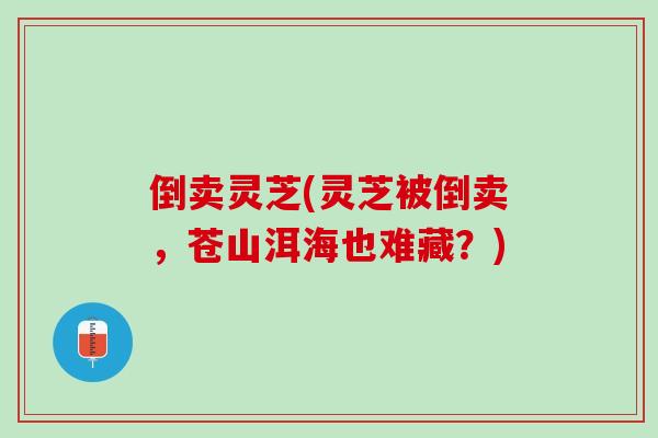 倒卖灵芝(灵芝被倒卖，苍山洱海也难藏？)
