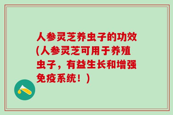人参灵芝养虫子的功效(人参灵芝可用于养殖虫子，有益生长和增强免疫系统！)