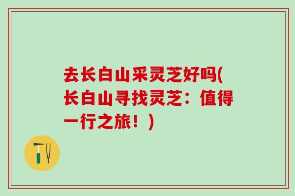 去长白山采灵芝好吗(长白山寻找灵芝：值得一行之旅！)