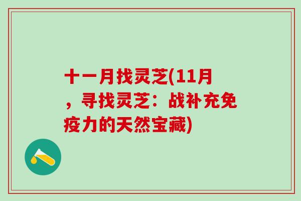 十一月找灵芝(11月，寻找灵芝：战补充免疫力的天然宝藏)