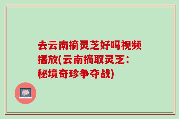 去云南摘灵芝好吗视频播放(云南摘取灵芝：秘境奇珍争夺战)
