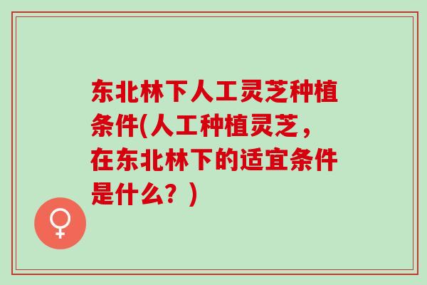 东北林下人工灵芝种植条件(人工种植灵芝，在东北林下的适宜条件是什么？)