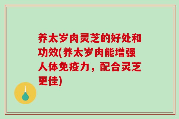 养太岁肉灵芝的好处和功效(养太岁肉能增强人体免疫力，配合灵芝更佳)