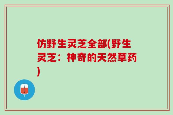 仿野生灵芝全部(野生灵芝：神奇的天然草药)