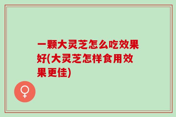 一颗大灵芝怎么吃效果好(大灵芝怎样食用效果更佳)