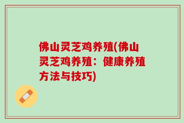 佛山灵芝鸡养殖(佛山灵芝鸡养殖：健康养殖方法与技巧)