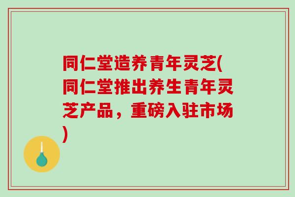 同仁堂造养青年灵芝(同仁堂推出养生青年灵芝产品,重磅入驻市场) 同仁堂造养青年灵芝(同仁堂推出养生青年灵芝产品,重磅入驻市场)
