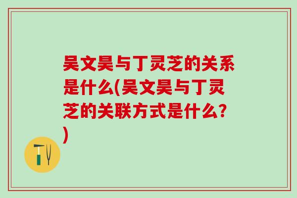 吴文昊与丁灵芝的关系是什么(吴文昊与丁灵芝的关联方式是什么？)